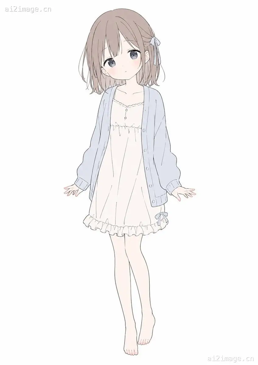 柔和粉彩动漫少女全身像