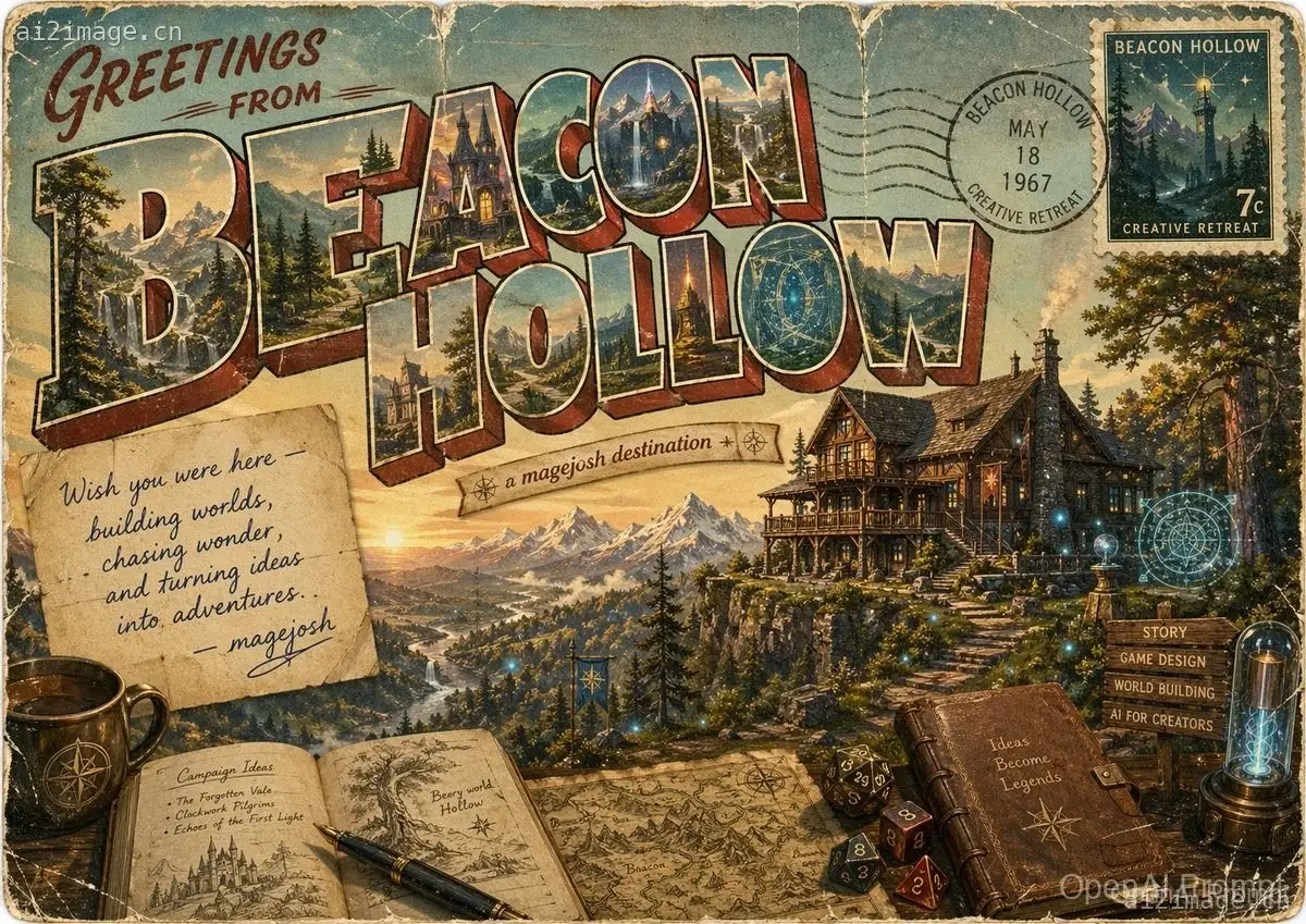Beacon Hollow 复古奇幻明信片