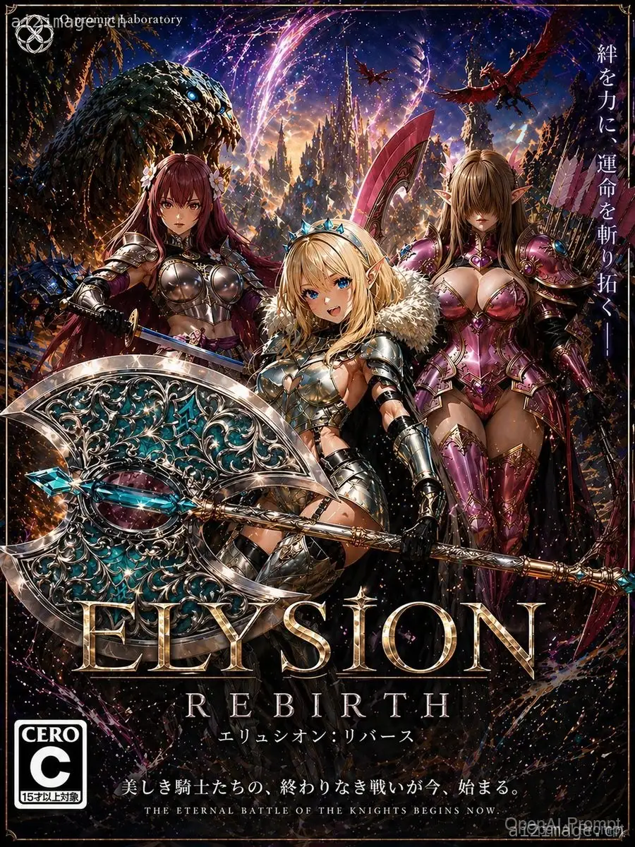 三位女骑士的奇幻 RPG 游戏封面