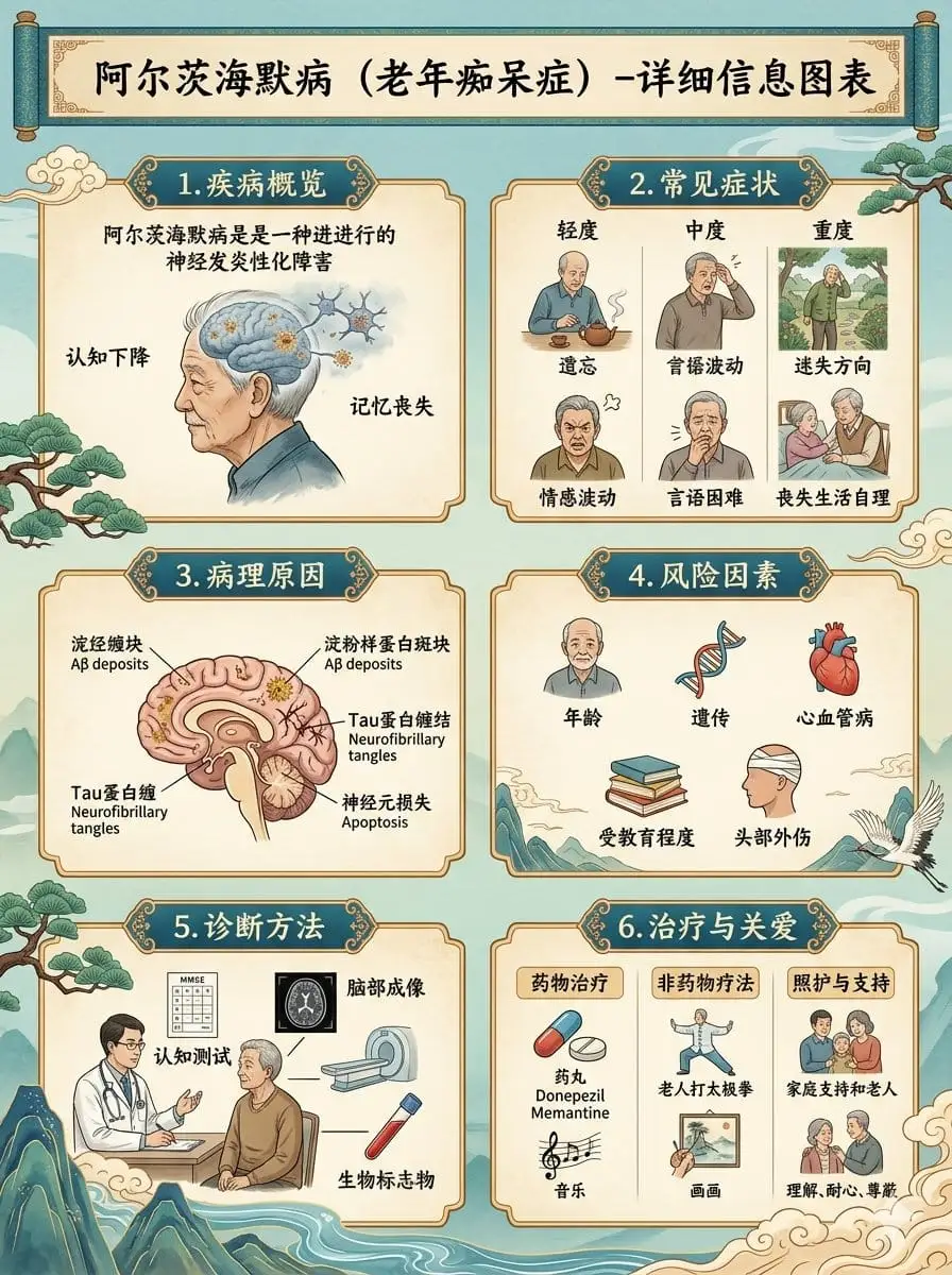 中式科普海报:阿尔茨海默病信息图