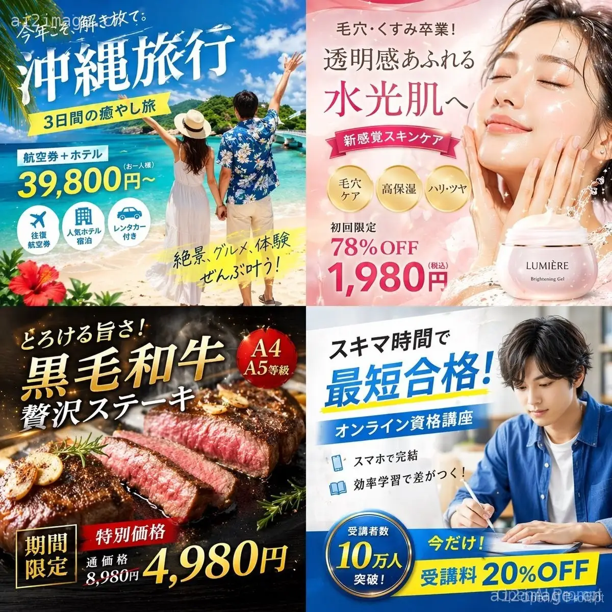 4 格日式数字广告横幅网格