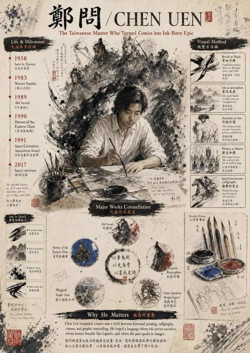 Ink-Wash Tribute Poster for Chen Uen