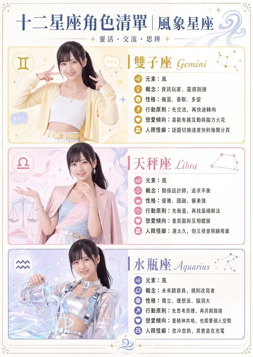 Air Sign Zodiac Character Poster