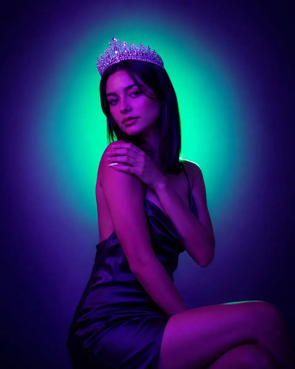 Neon Crown Fashion Portrait