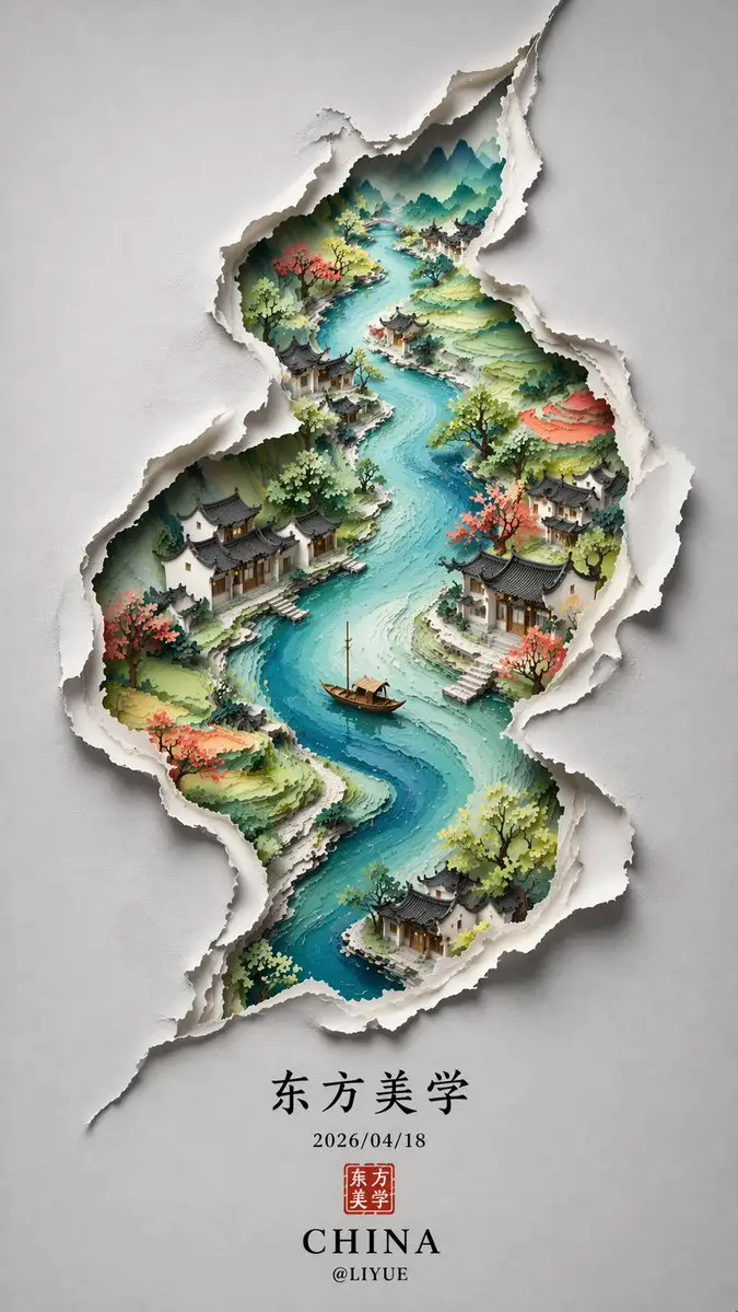 Chinese Minimalist S-Shaped Poster