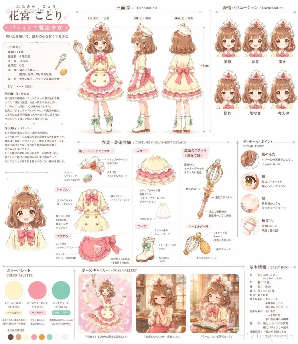 动漫魔法少女角色参考图表