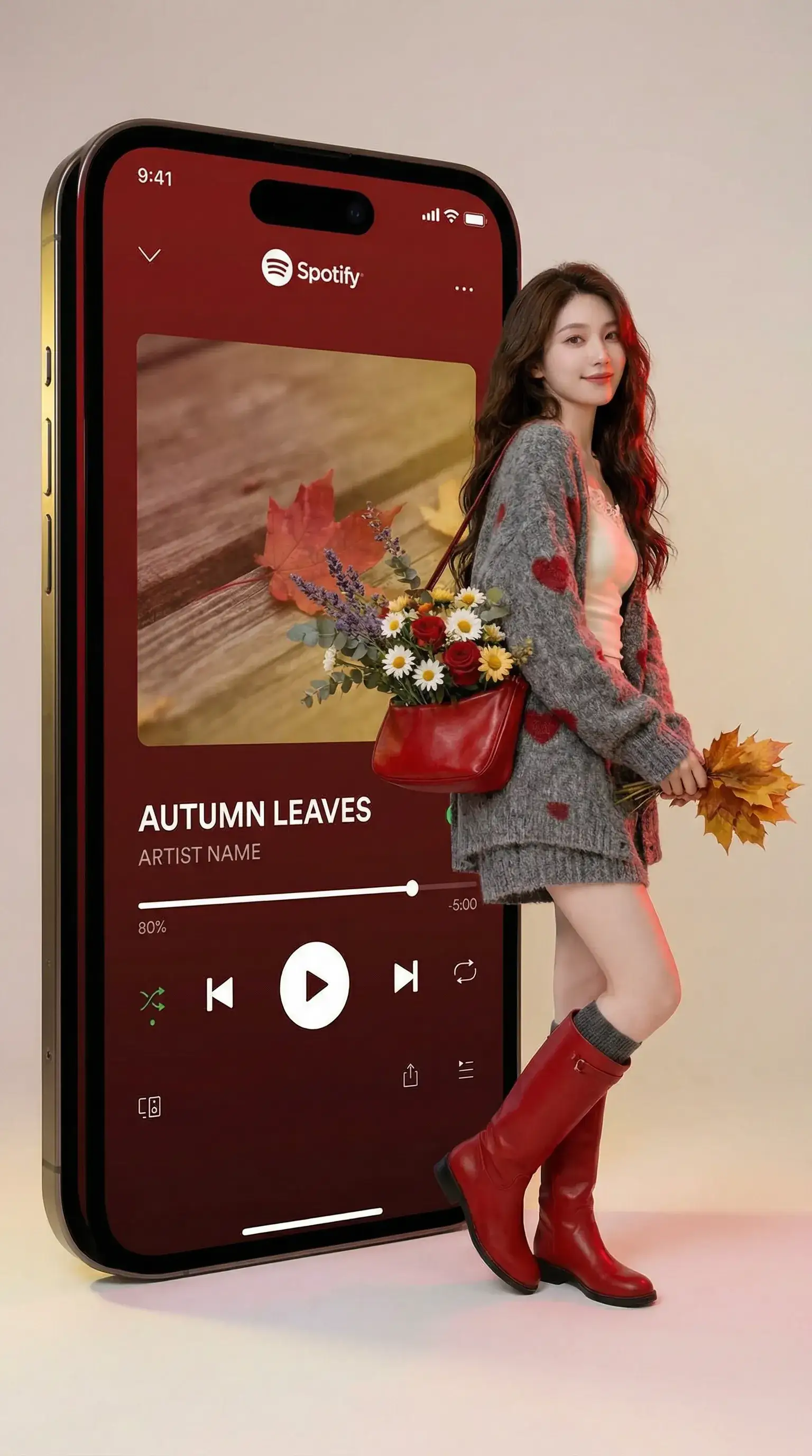 艺术家肖像与 Spotify 界面