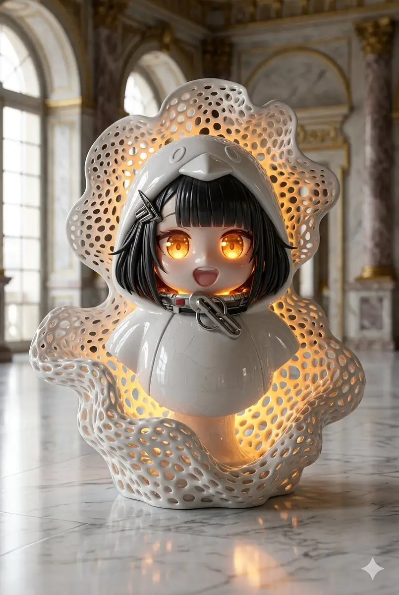 古典室内琥珀光泽的瓷器半身像