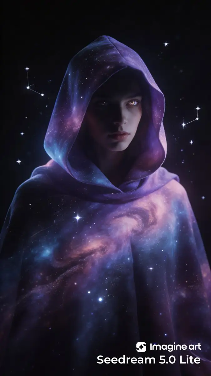 身披宇宙斗篷的神秘女子