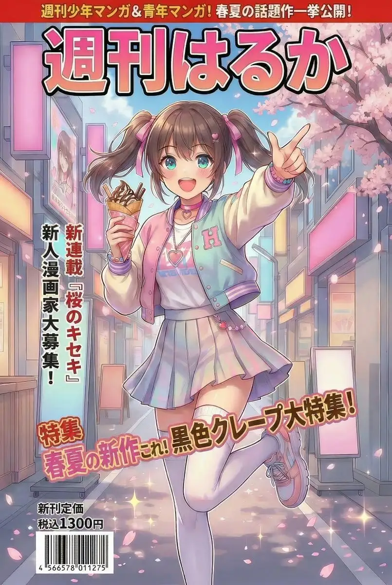 遥香吃可丽饼,指向读者