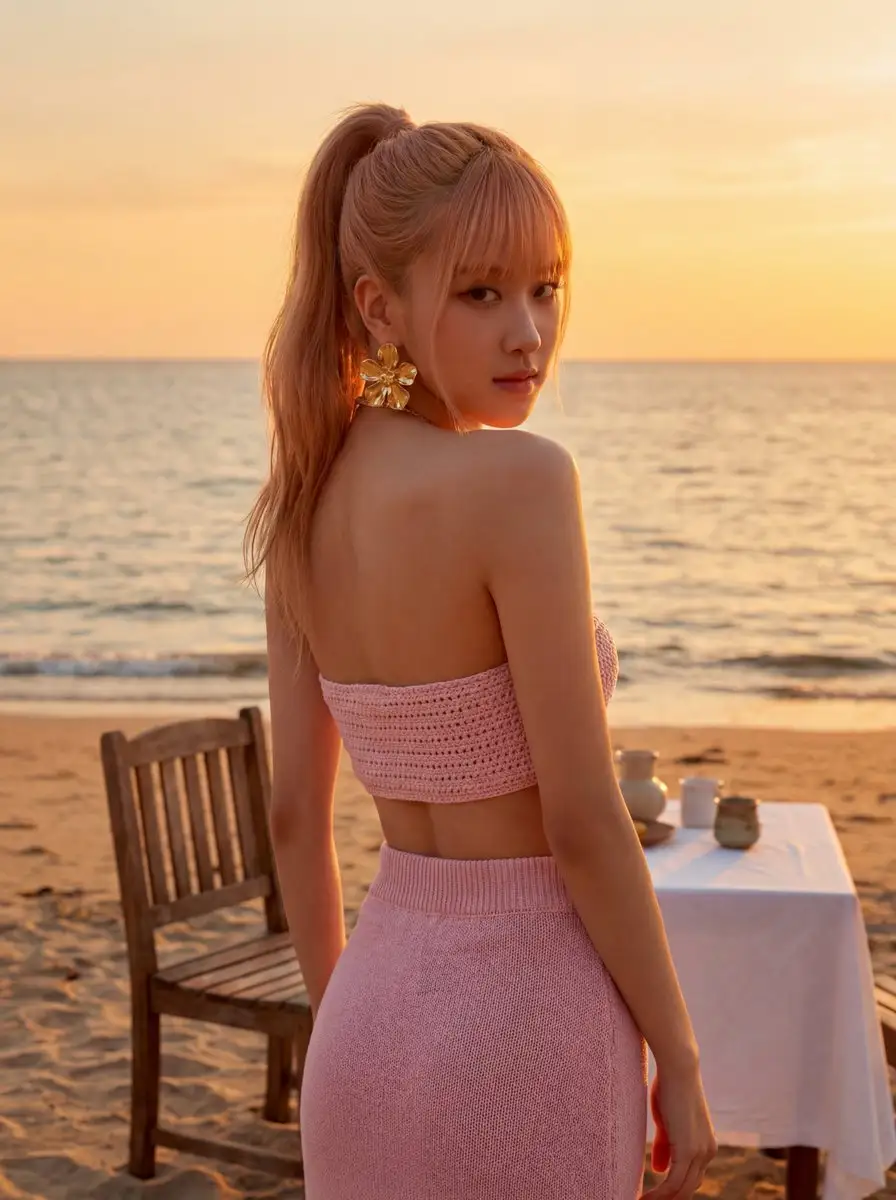 BLACKPINK Rosé 日落海滩肖像