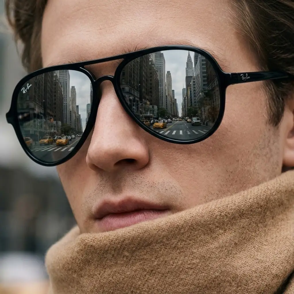 纽约高定时装人像,Ray-Ban 眼镜倒影