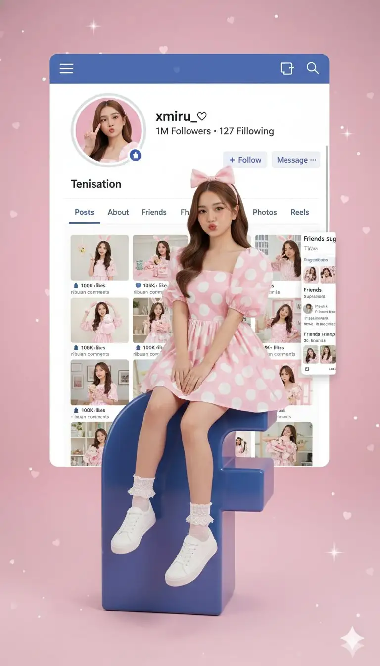 印尼女性在Facebook标志上