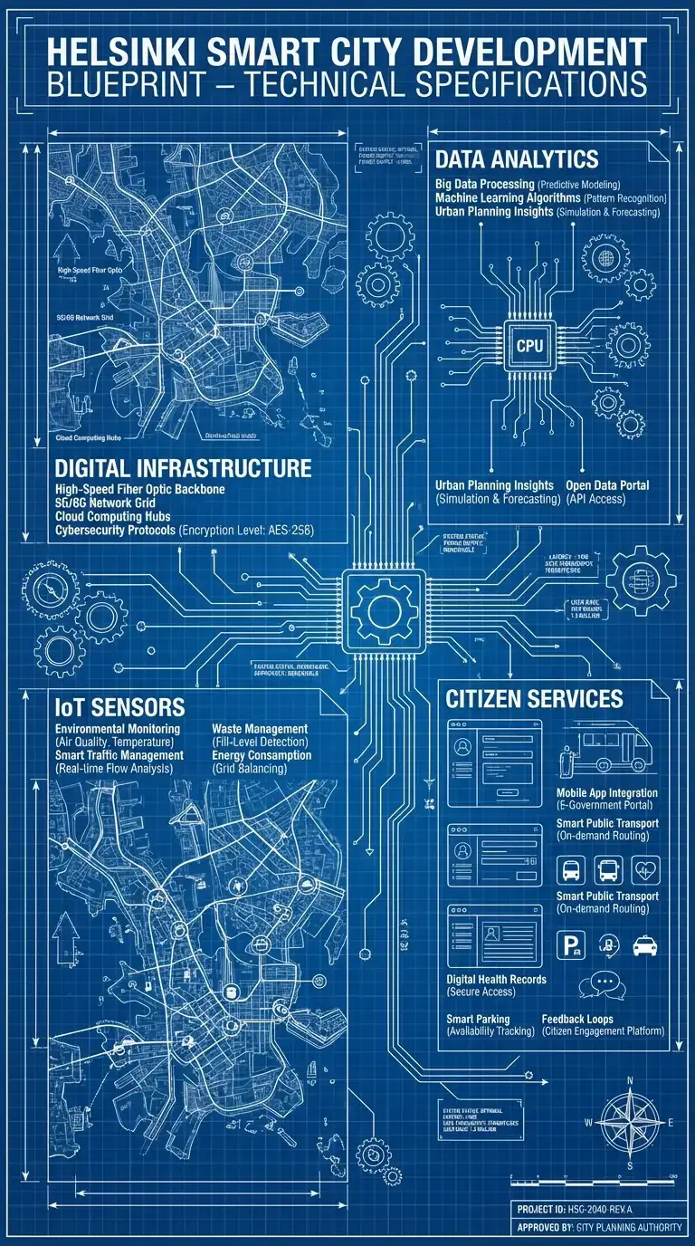 赫尔辛基:工业蓝图级精密排版 (Blueprint)