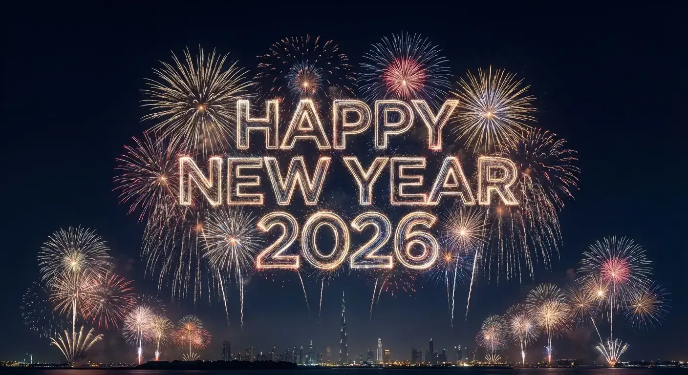 迪拜2026新年烟花展示:超写实夜空字体特效