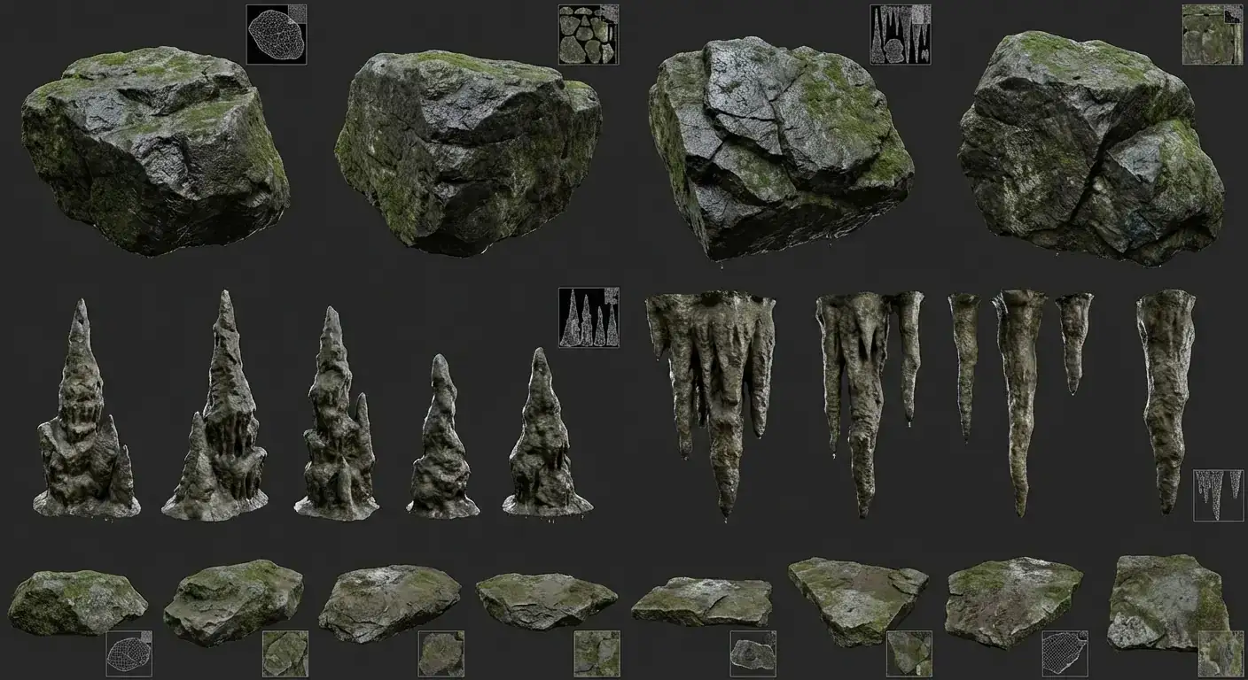 洞穴岩石与石笋 (Cave Environment Kit)