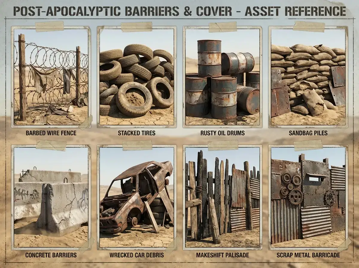 废土风路障与掩体 (Post-Apocalyptic Barriers)