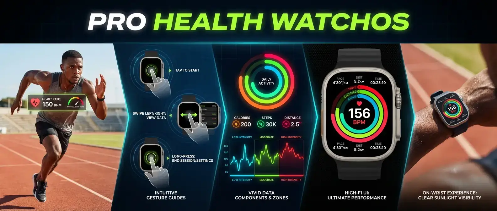 穿戴设备:医疗健康监测 WatchOS (Wearable UI)