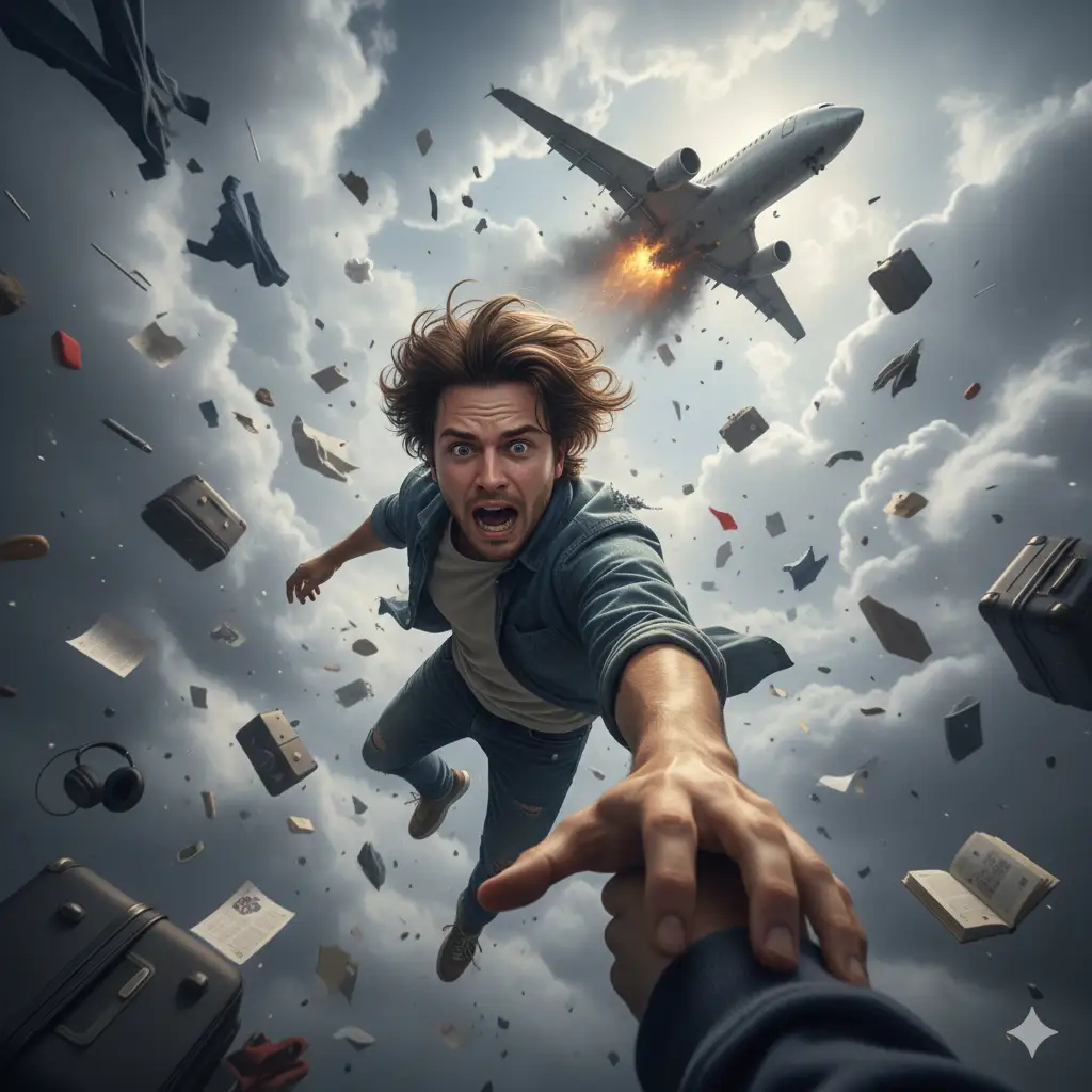 飞机爆炸,一人坠落
