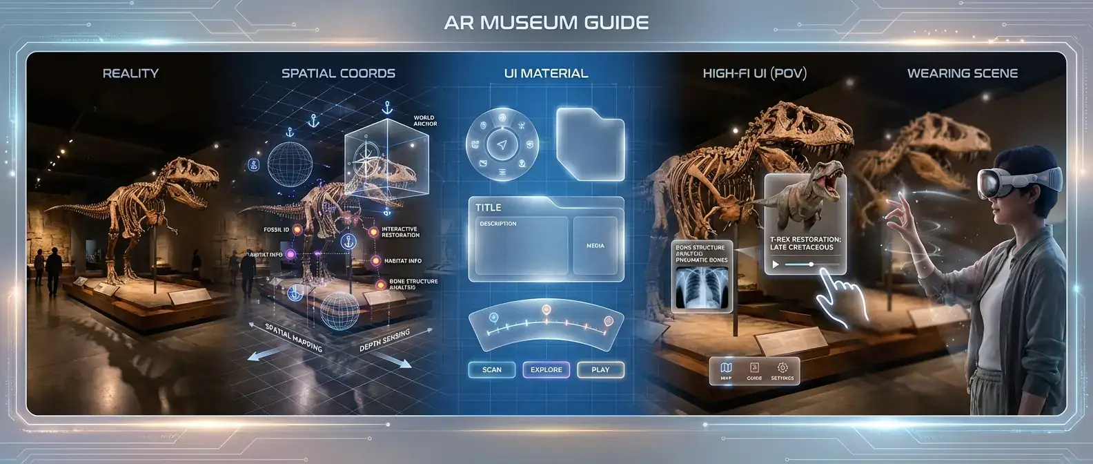 未来科技:AR 博物馆导览界面 (Spatial UI)