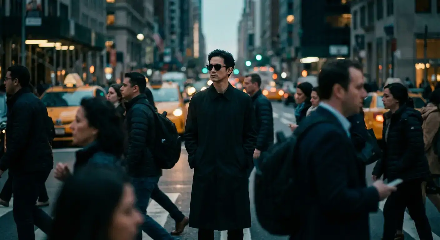 运动模糊人群肖像:都市流动中的电影级静止与时尚编辑美学