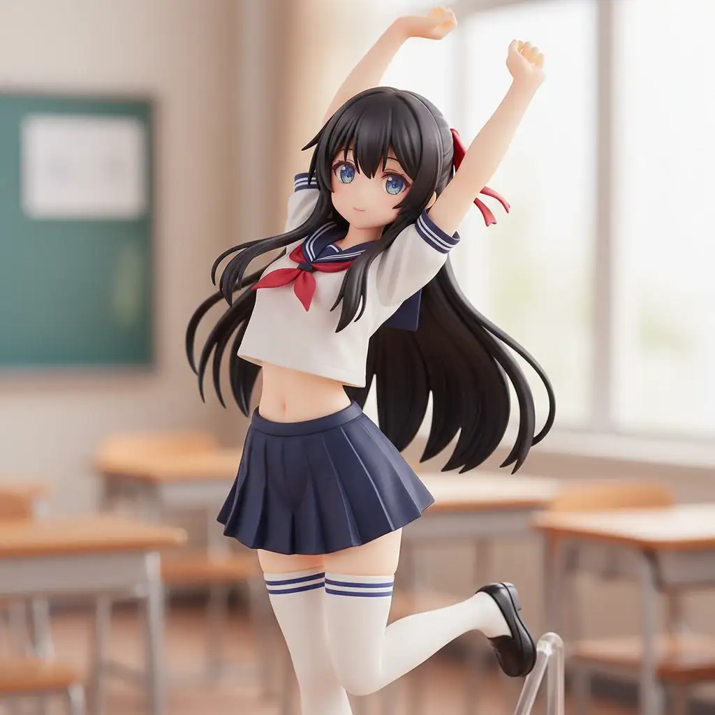 校园少女伸展
