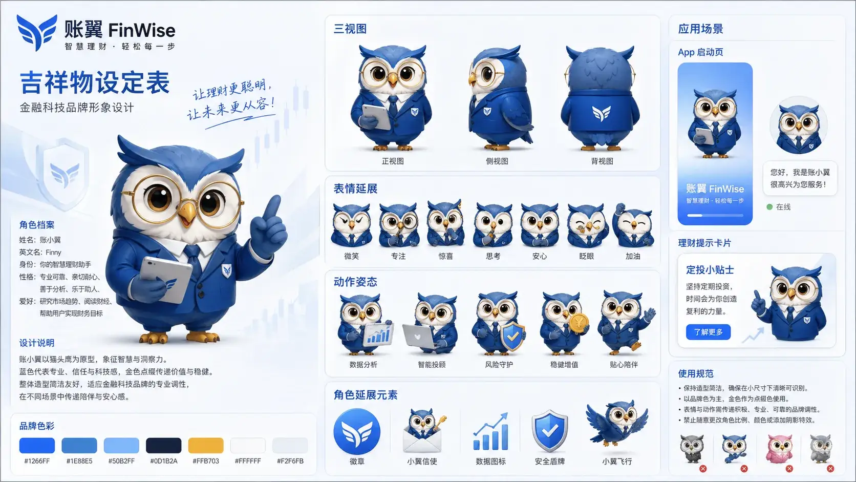 账翼金融猫头鹰吉祥物设定表