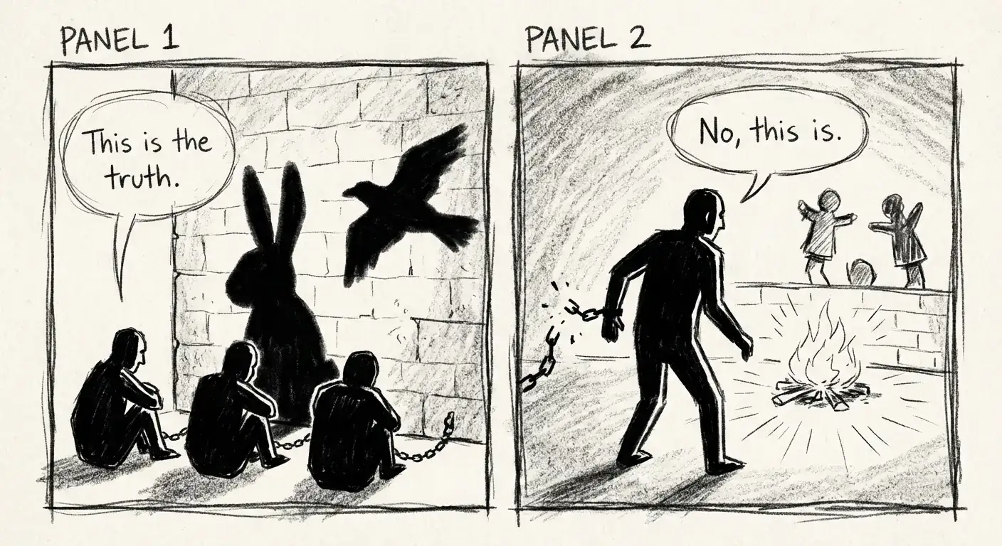 柏拉图的洞穴 (The Shadow vs. Reality)