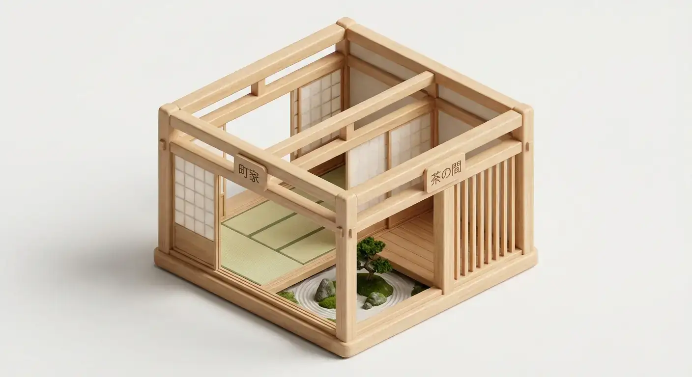 日本传统町屋3D等距剖面模型