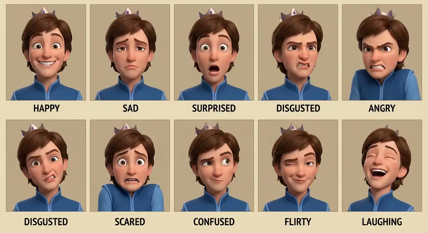 迪士尼风格表情表 (Expression Sheet)