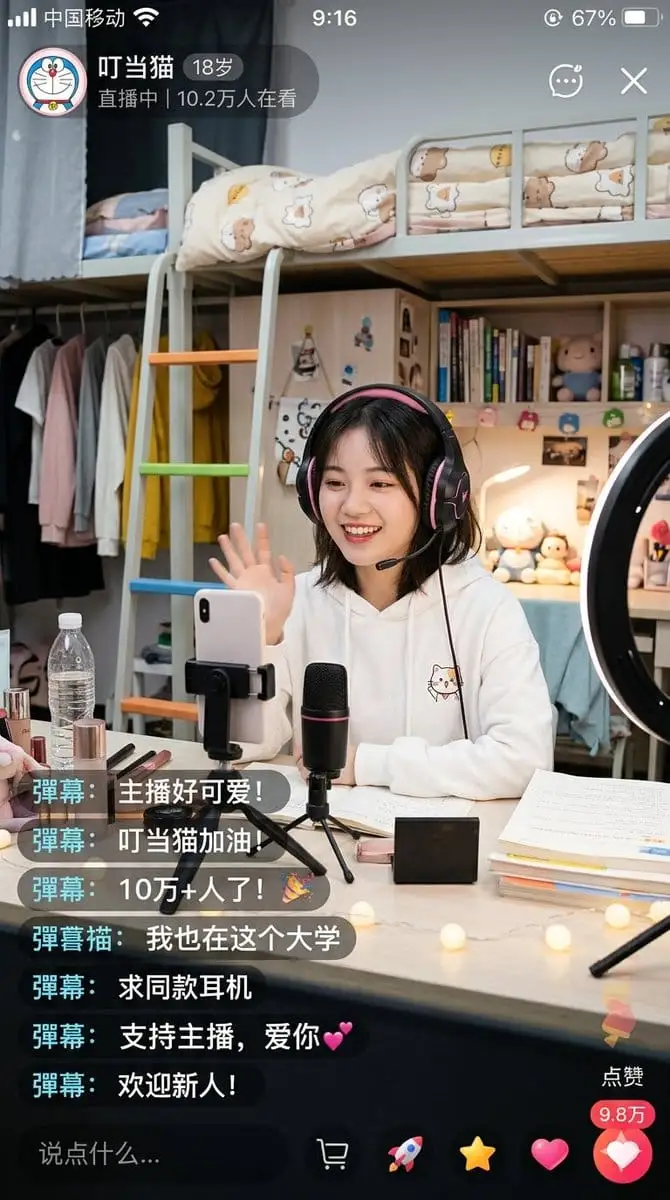 中国宿舍直播截图:超写实直播App界面生成