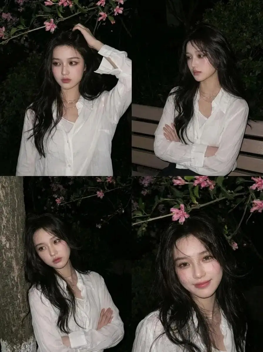 手机闪光灯抓拍:深夜花丛真实人像