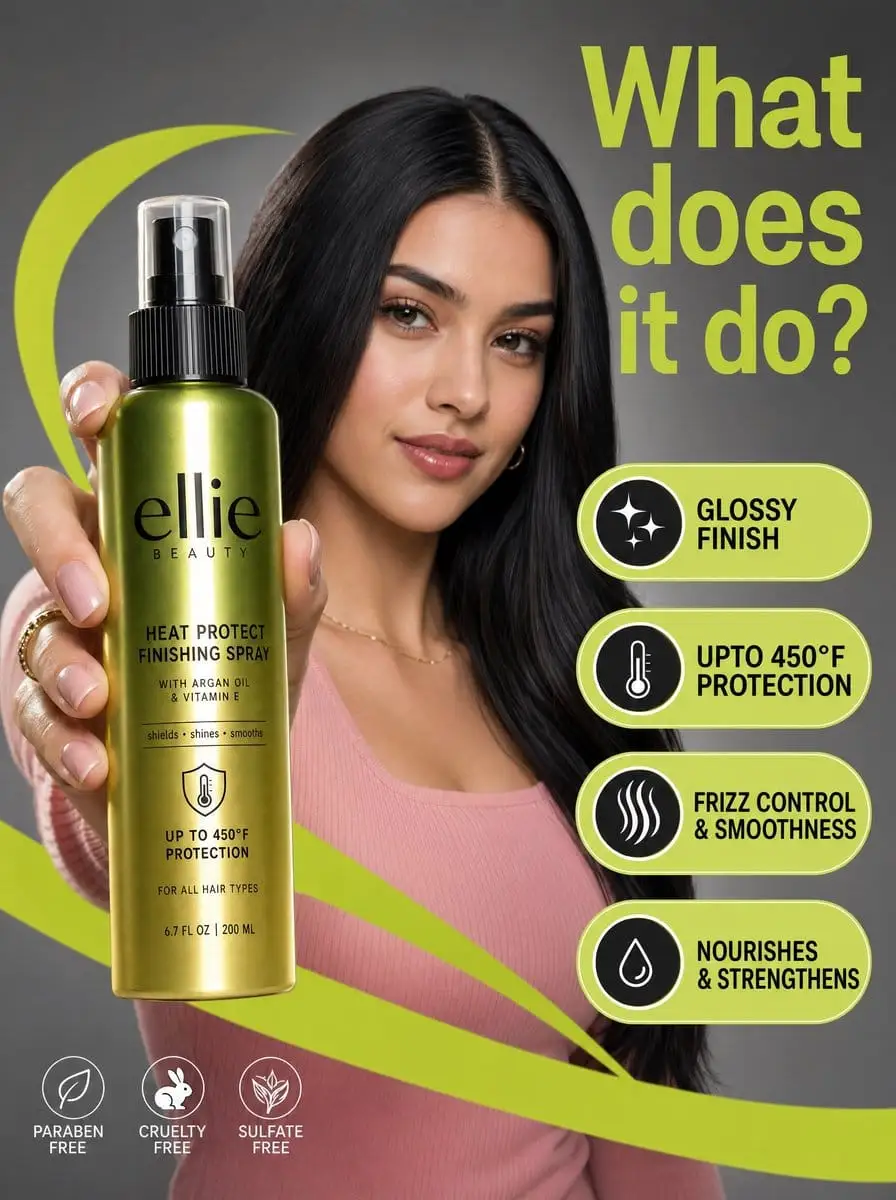 Ellie Beauty护发喷雾 | 高张力商业大片提示词