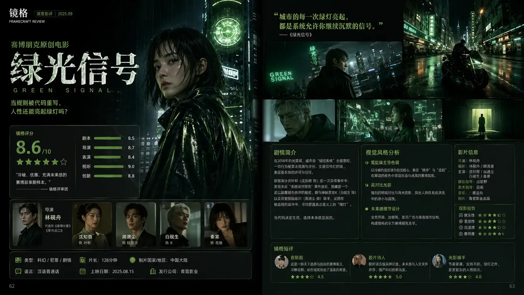 镜格绿光信号电影杂志跨页