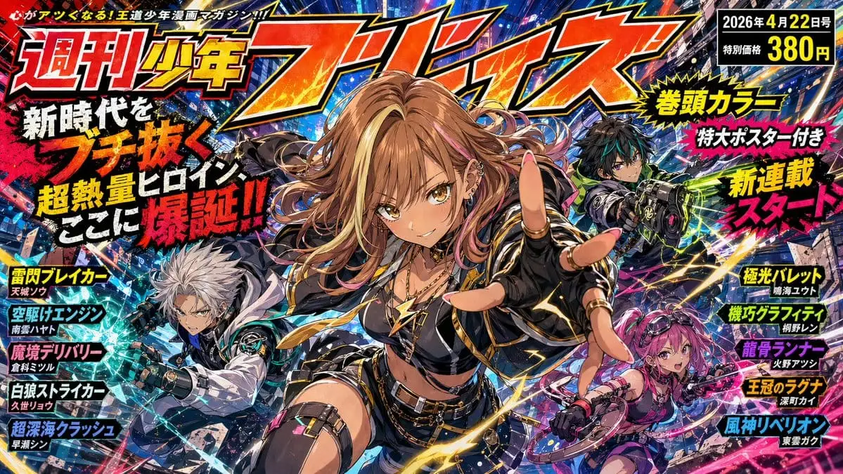 爆燃少年漫画杂志封面设计提示词