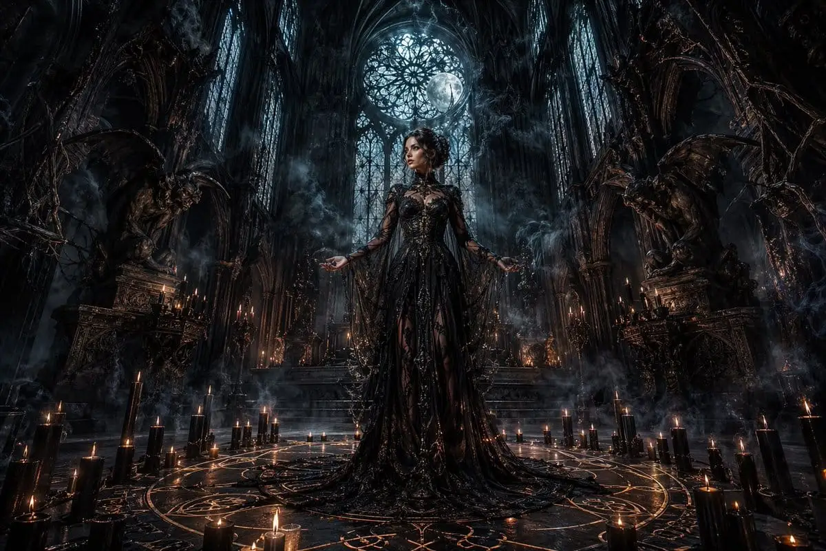 大教堂黑暗哥特仪式:神秘女性与暗黑魔法召唤