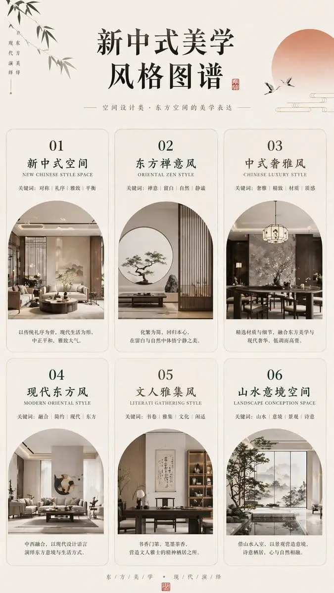新中式美学风格图谱 | 东方空间设计海报