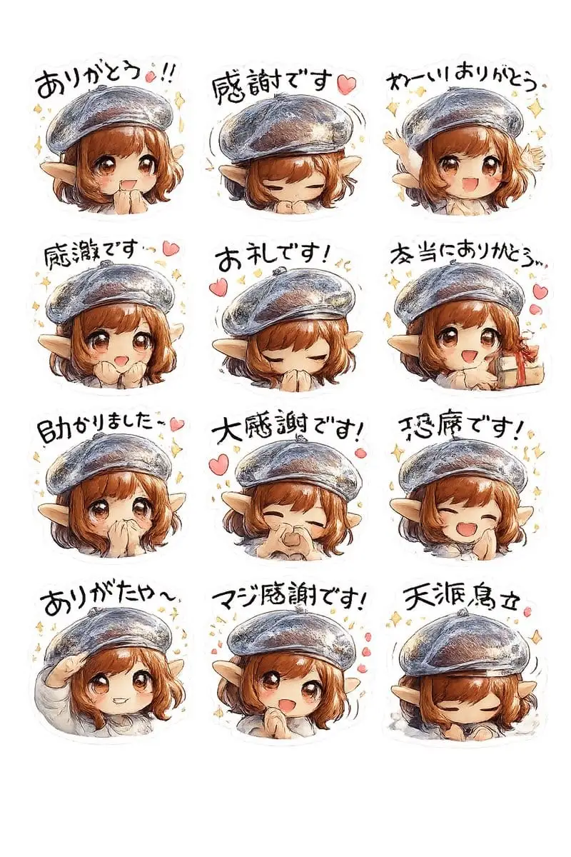 精灵女孩感谢贴纸集 | 手绘水彩Q版动漫贴纸