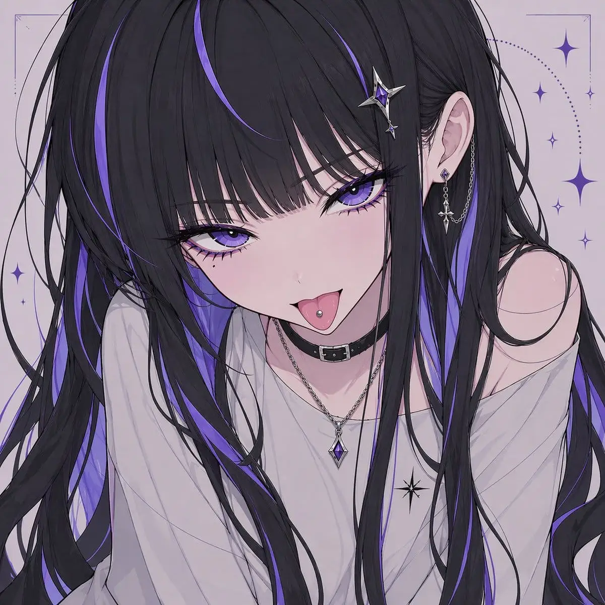 哥特风动漫少女肖像|遮挡与紫罗兰挑染