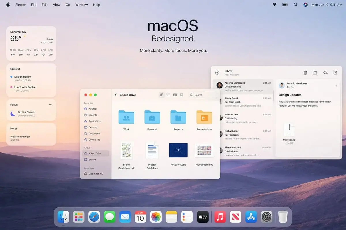 Apple macOS 重新设计宣传样机 | 高质感桌面 UI 概念设计