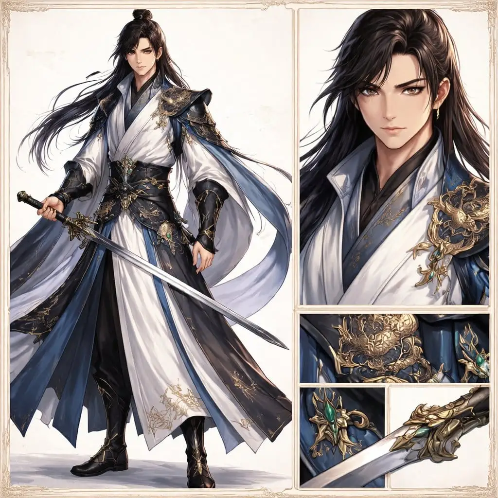 武侠剑客角色设计图 | 高奇幻仙侠风分屏展示