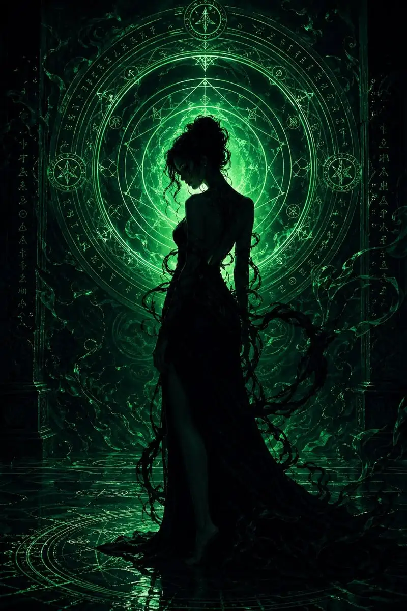 翡翠暗黑女巫仪式 | 奇幻肖像Prompt