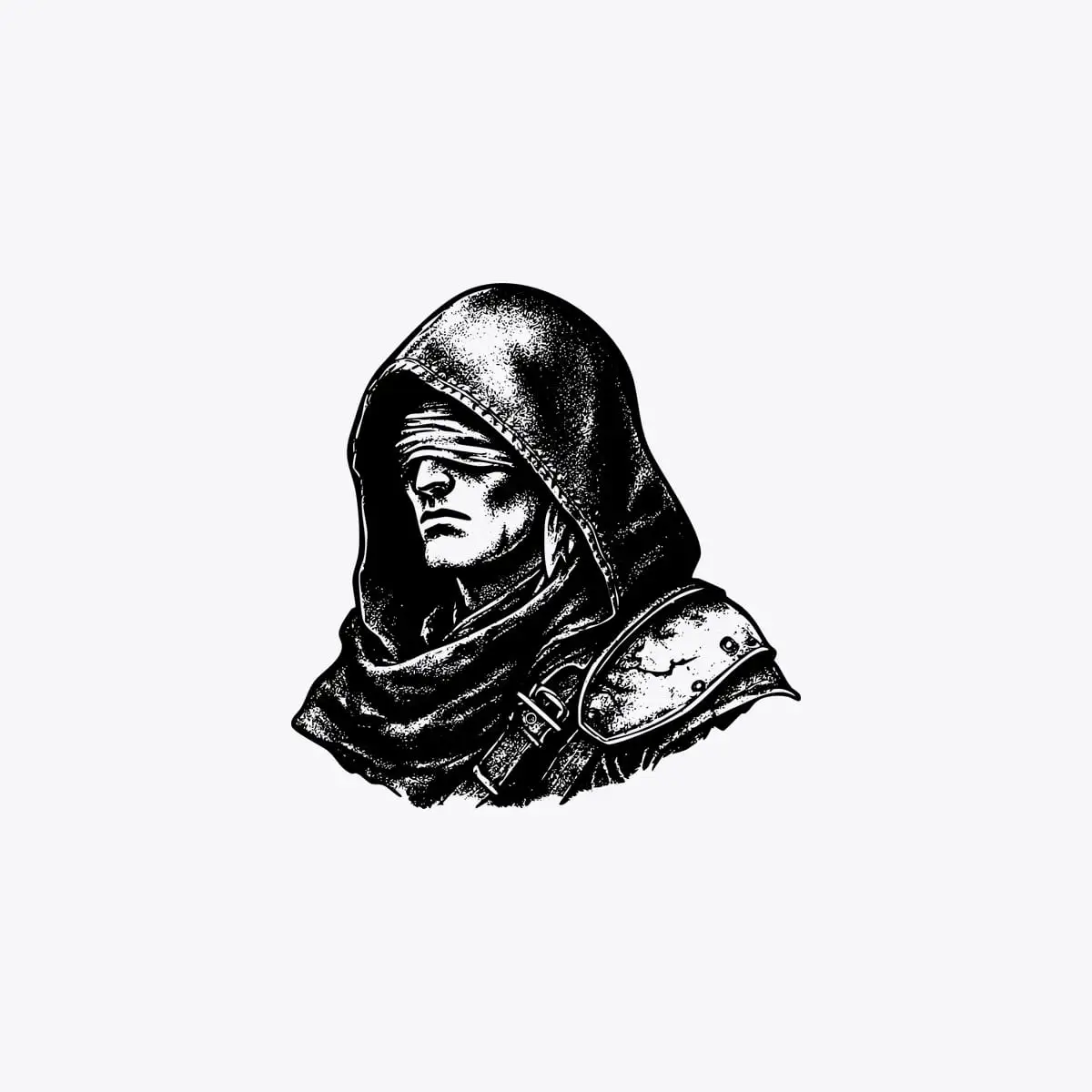 水墨兜帽神秘人物·奇幻RPG概念肖像