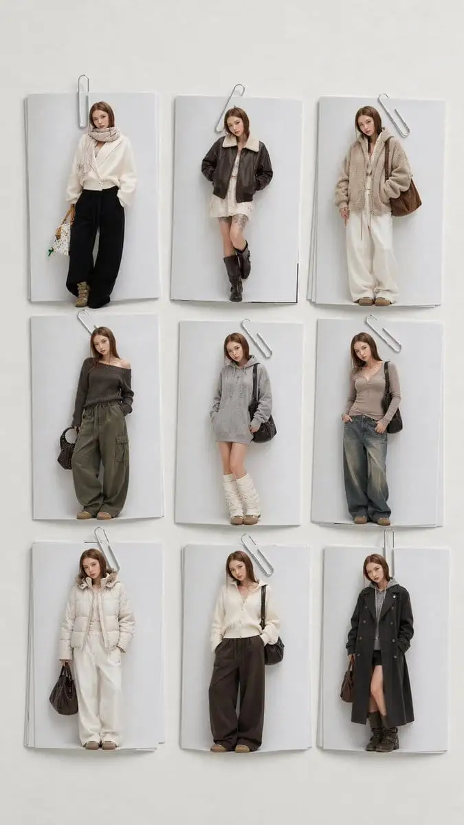 极简韩系穿搭|9宫格时尚拼贴Lookbook