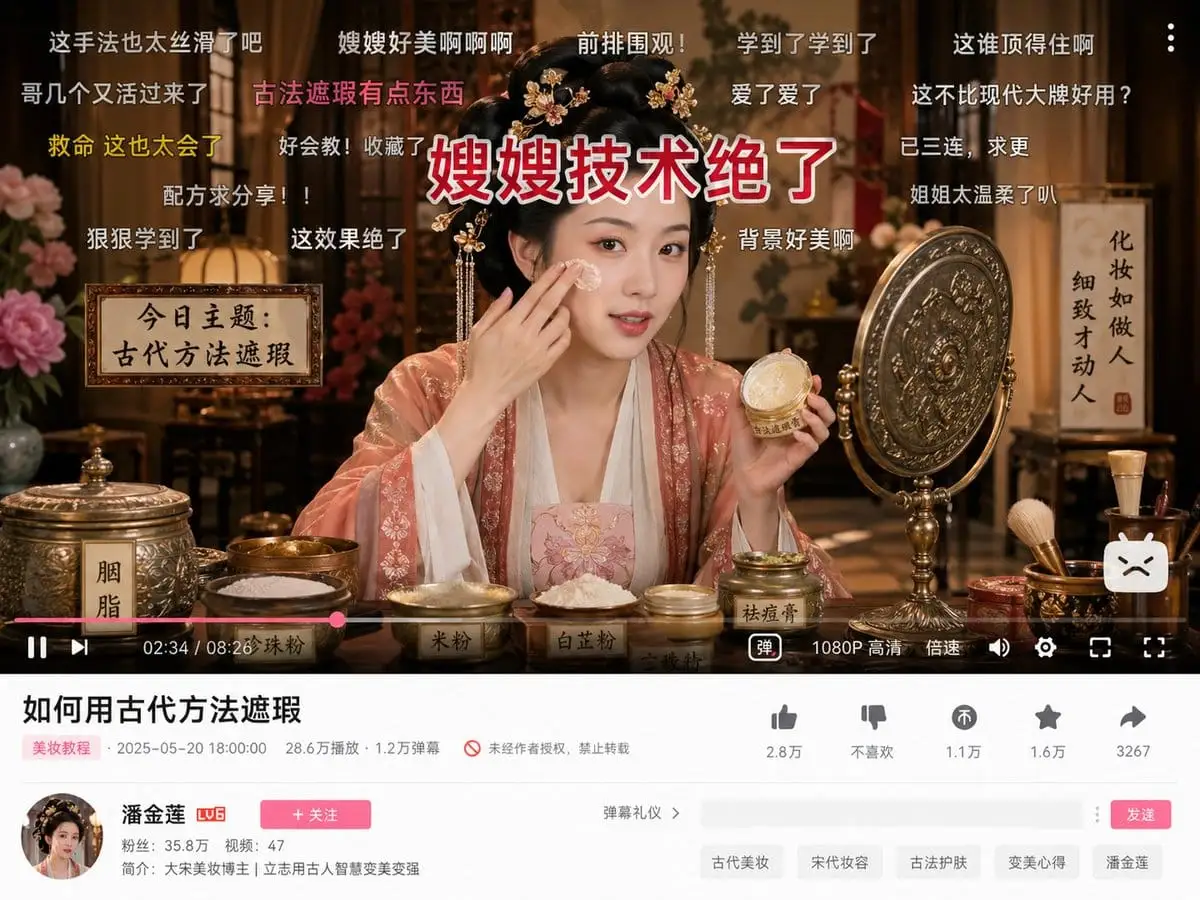 潘金莲古风美妆教程:弹幕刷屏遮瑕神技