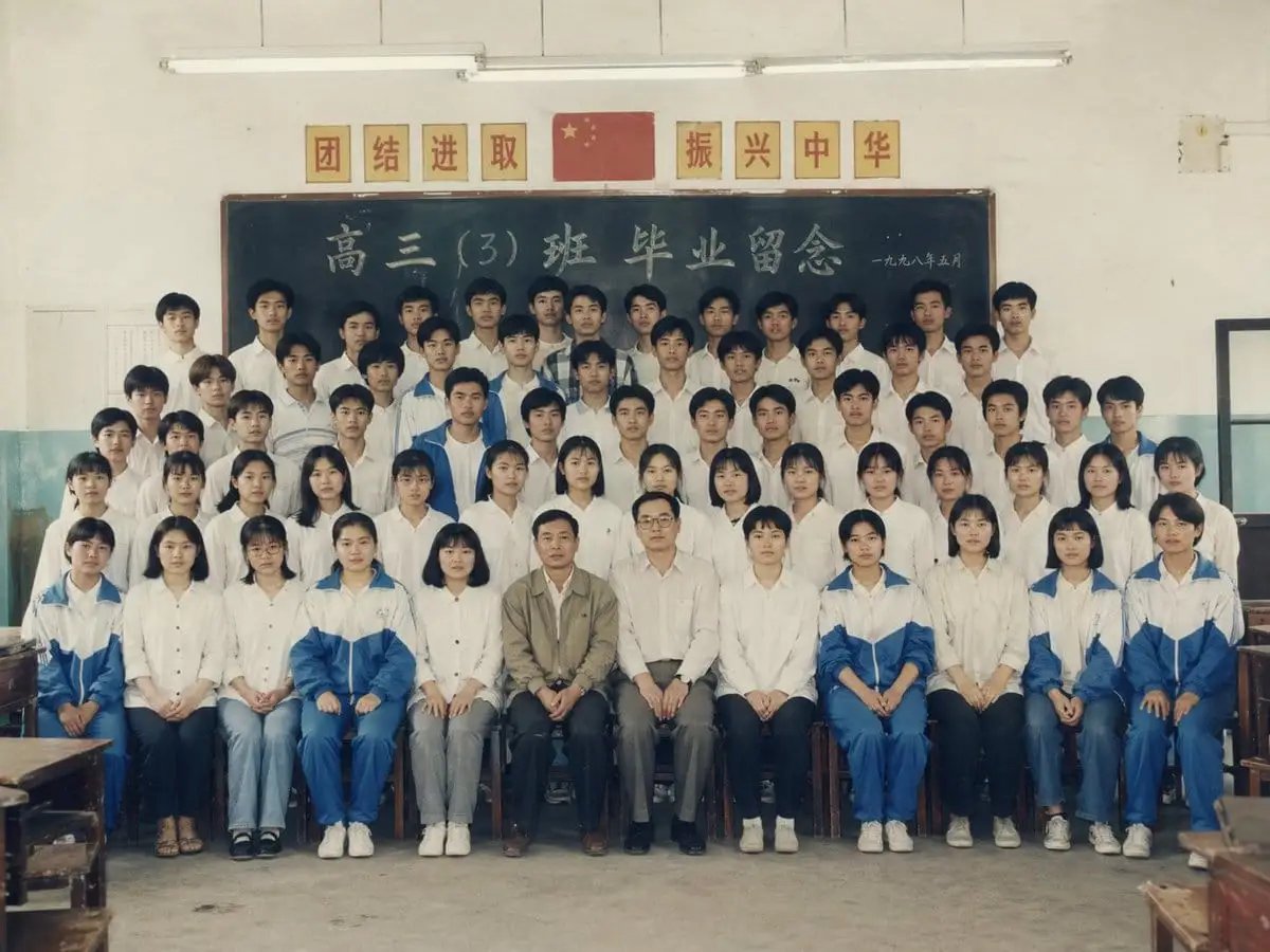 90年代高中教室毕业合照生成