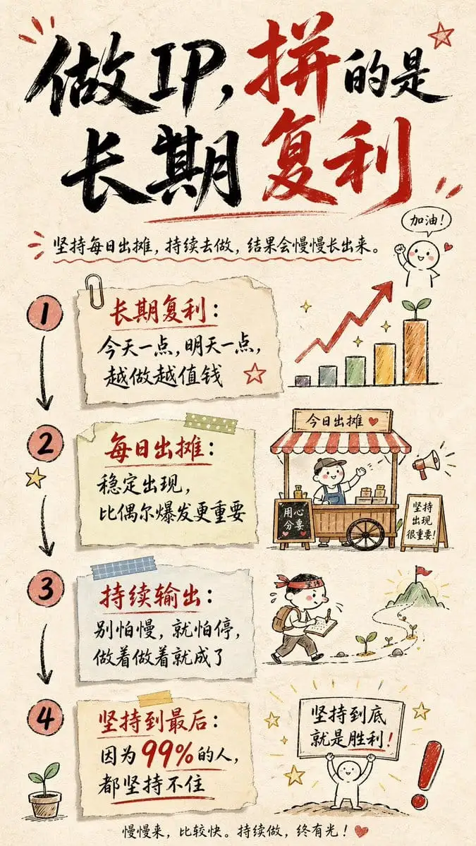 手绘信息图卡片|打造IP的长期复利