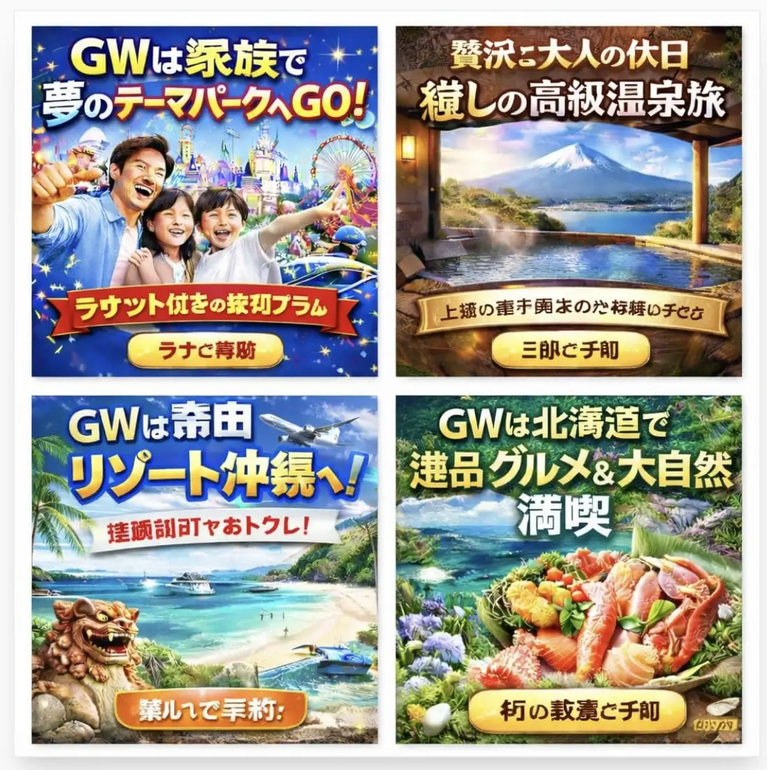 四款日本旅游广告海报·AI促销拼贴