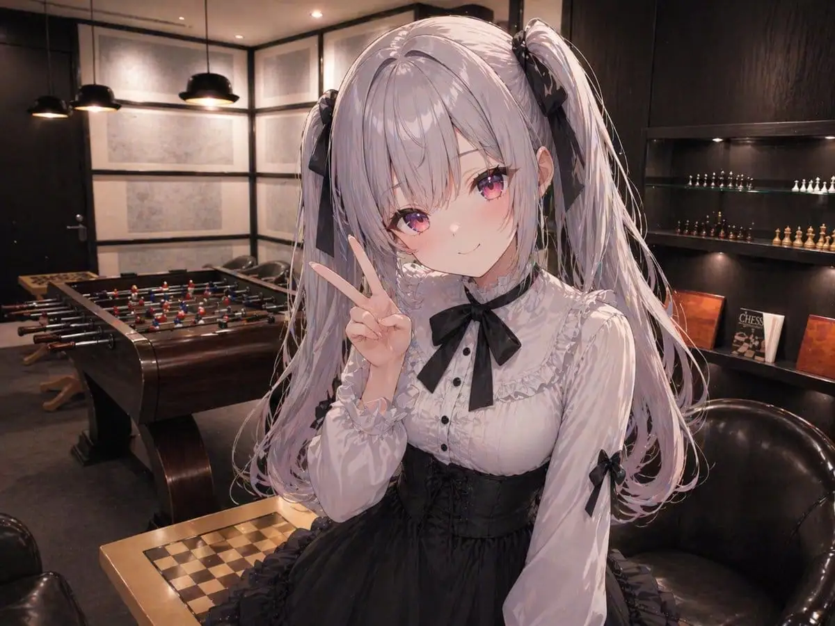 动漫少女融入现代休息室 — 合成提示词