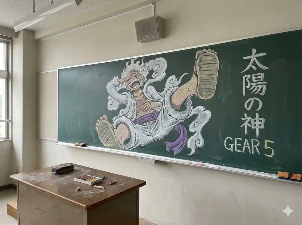 日式教室Gear 5粉笔画:超写实同人艺术